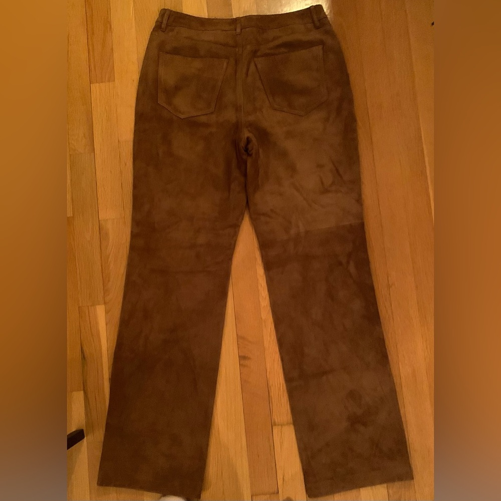 Brown Suede Leather Pants Talbots Size 8 - Picture 3 of 10